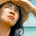 a woman in natural sunlight.
